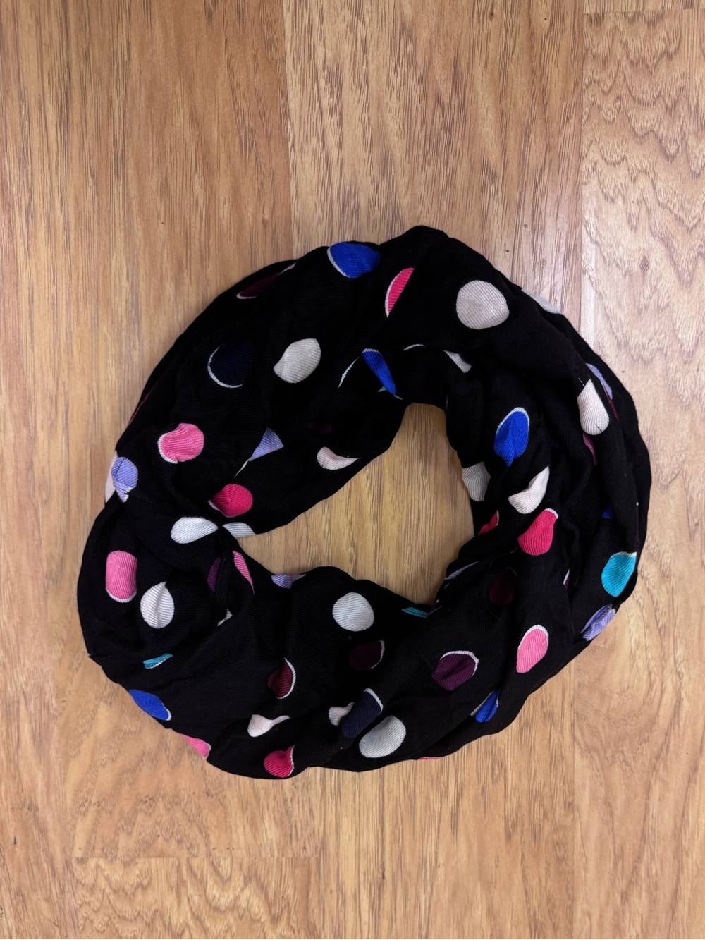 Kate Spade Y2K Multicolor Polka Dot Infinity Scarf Black